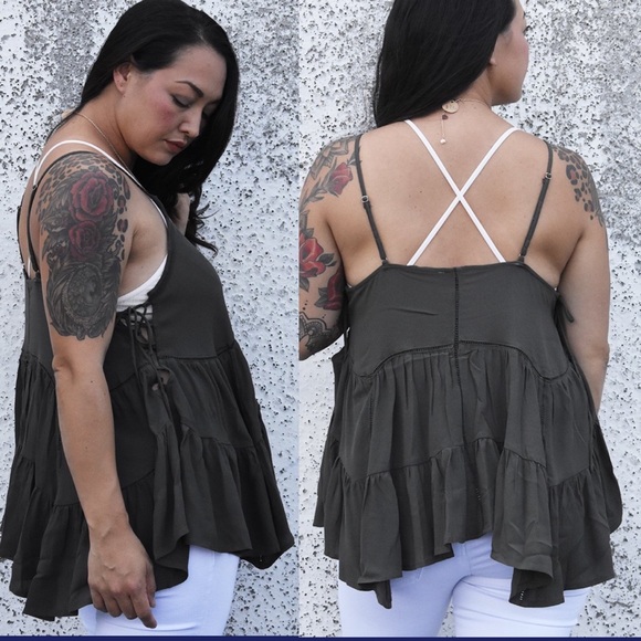 Olive Babydoll Tank - Picture 2 of 2